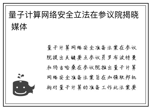 量子计算网络安全立法在参议院揭晓 媒体