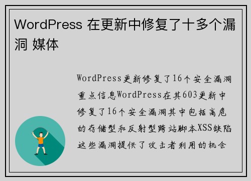 WordPress 在更新中修复了十多个漏洞 媒体